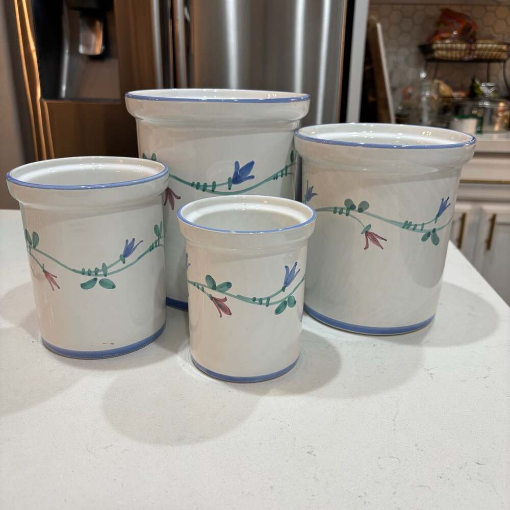 Savoir Vivre Portofino Blue VB 202 Earthenware Canister Set of 4-NO LIDS